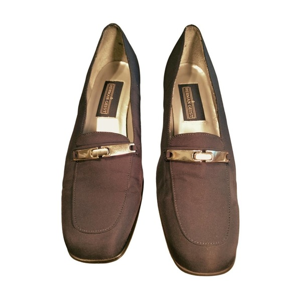 Herman Geist Navy Blue slip-on block heel shoes silver accent woman size 8.5 - Picture 4 of 9